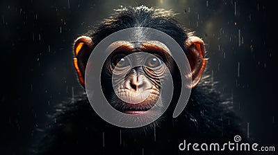 Serene Monkey: Realistic Animal Portrait Stock Photo