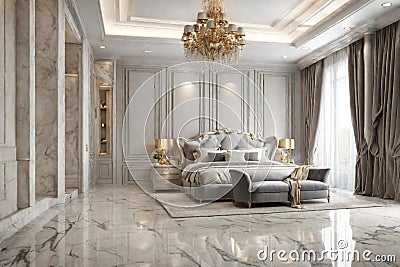 3d rendering modern luxury classic bedroom with marble decor Stock Photo