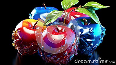 Cherries Intense Chroma Color: A Vivid Cerulean Symphony - AI Generative Stock Photo