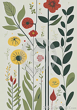 Botanical Harmony: Minimalist Floral Art Vector Illustration