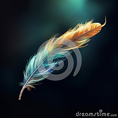 A Delicate Feather Floating in the Wind Stock Photo