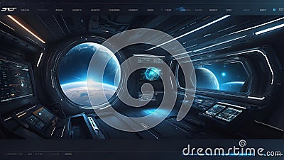 stellar immersion: futuristic sci-fi web design allure. generative ai Stock Photo