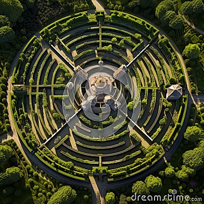 Aerial Oasis: Mesmerizing Garden Maze from Above Stock Photo