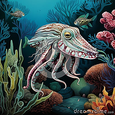 Mesmerizing Wallpaper: Cuttlefish Camouflage Stock Photo