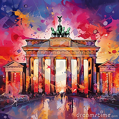 Surreal fusion of iconic landmarks in Berlin Stock Photo