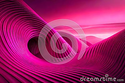 Abstract Elegance in Magenta-Pink: Surreal Gradient Satin Texture with Unpredictable Folds and Chaotic Flow with Generative AI Stock Photo