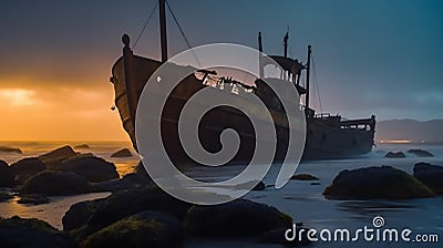 The rusted shipwreck ship Stock Photo