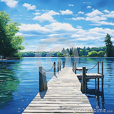 Tranquil Lakeside Scene Stock Photo