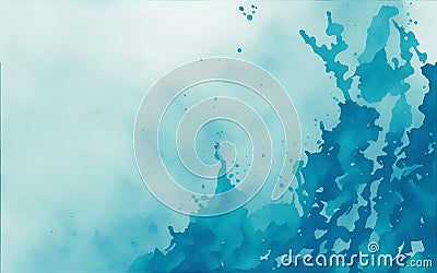 Immerse Yourself in the Tranquility of Blue-Green Abstract Watercolor. Stock Photo