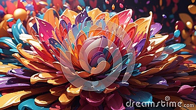 Abstract Background Art with Flowers. Floral Abstraction for Background. Artistic Flower Infusion in Abstract Backdrop. Stock Photo