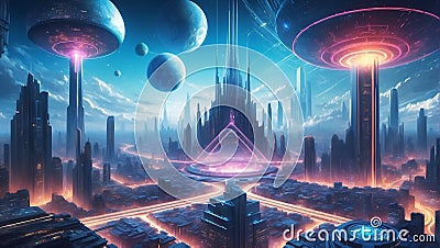 utopian dreams: DeFi fantasies in blockchain and ai's embrace. generative ai Stock Photo