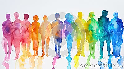 Chromatic Harmony: Watercolor Silhouettes Unveiled Stock Photo