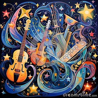 Serenade Under the Stars: Music and Magic Entwined Stock Photo