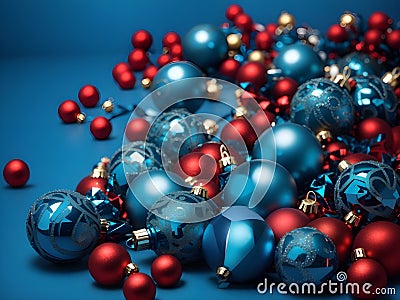 Winter Wonderland: Festive Christmas Balls in a Blue Symphony Stock Photo