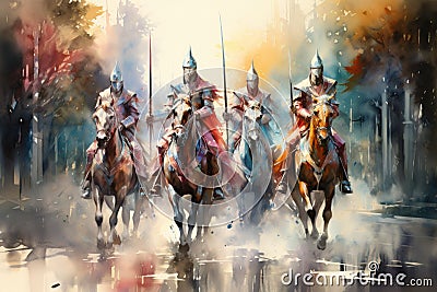 Noble knights clad in shining armor - Generative AI Stock Photo