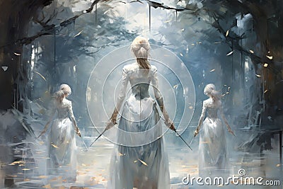 Elven archers with keen eyes and graceful movements - Generative AI Stock Photo