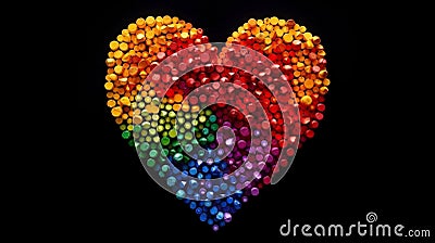 Vibrant Love: Colorful Paper Hearts in Full Spectrum Stock Photo