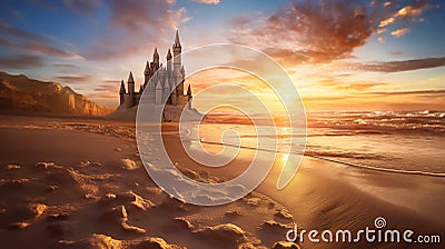 A beach filled with captivating sandcastles Stock Photo