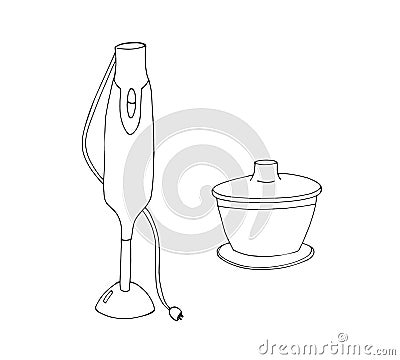 Immersion blender. Handheld Stick blender. Vector Illustration