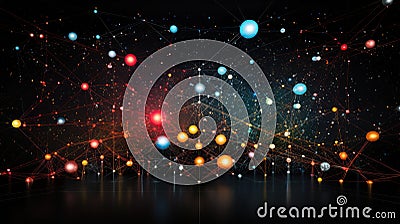 Immersive abstract of social interactions, with vibrant threads connecting light points. Big data visualization Stock Photo