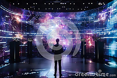 Immersive Data Visualization, Exploring Futuristic Interfaces and Interactive Displays with Advanced Technology, Sh Stock Photo