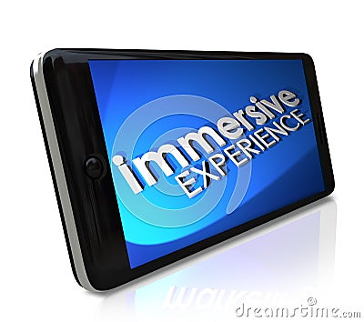Immersive Experience Words Smart Phone Display Screen Stock Photo