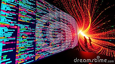 Immersive 32K Visuals of Programming Code in a Virtual IT Environment: A Dynamic Exploration of Stock Photo