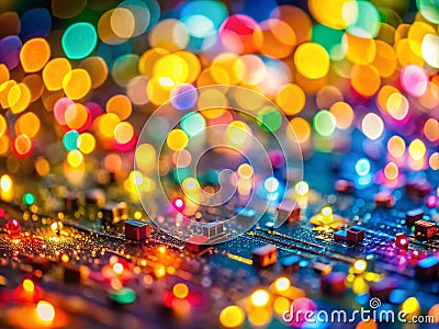 Immersive TiltShift Miniature Coding Landscape A captivating abstract wallpaper showcasing intricate pixelated code Stock Photo