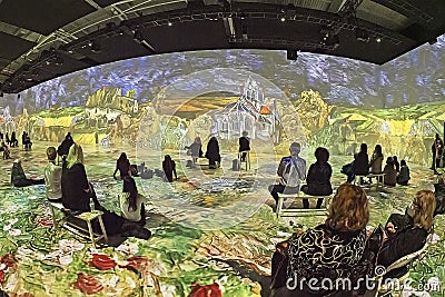 Immersive Van Gogh Exhibit in New York City, December, 2021 Editorial Stock Photo
