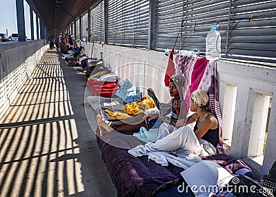 Immigrants at US Mexico border Editorial Stock Photo