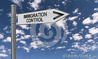 Immigration control traffic sign Stock Photo