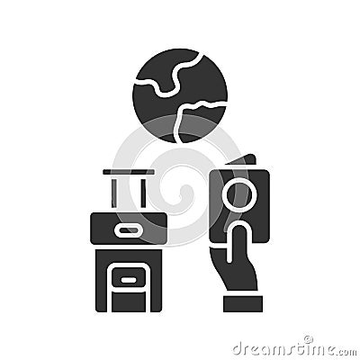 Immigration glyph icon. Trip planning, holiday vacation organization. Travelling abroad. Packed baggage. Migration Vector Illustration