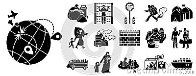 Immigration icon set, simple style Vector Illustration