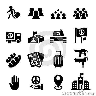 Immigration , immigrant , refugee icon set Vector Illustration
