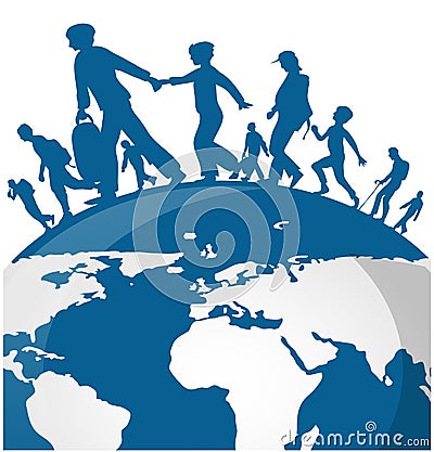 Immigration people on world map Vector Illustration