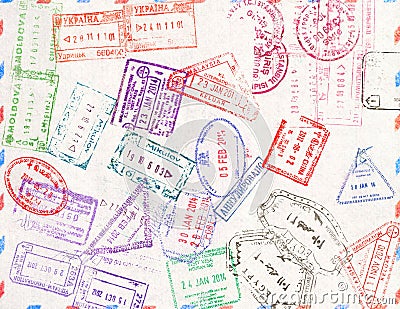 Immigration stamp. Passport Stamps Stock Photo