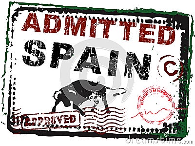 Immigration Stamp - Spain with stamps Vector Illustration