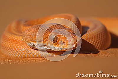Imminent peril desert viper poised to strike in the arid wilderness, danger lurking Stock Photo