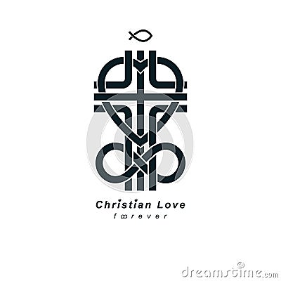 Immortal God Christian Love conceptual logo design combined Vector Illustration