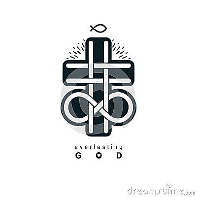 Immortal God Christian Love conceptual logo design combined with Vector Illustration