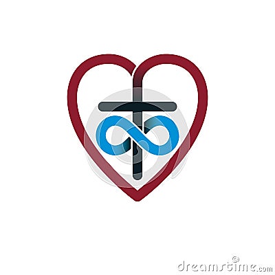 Immortal God Christian Love conceptual logo design combined with Vector Illustration