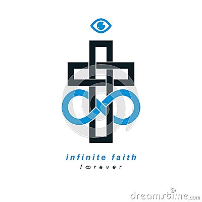 Immortal God conceptual logo design combined with infinity loop Vector Illustration