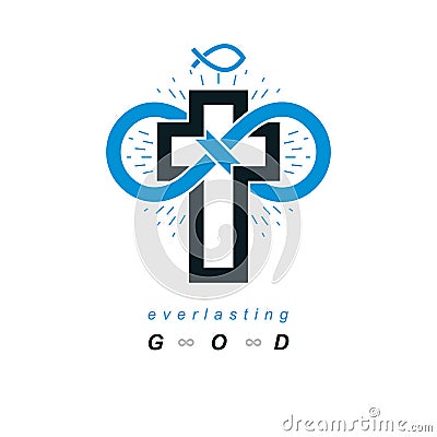 Immortal God conceptual logo design combined with infinity loop Vector Illustration