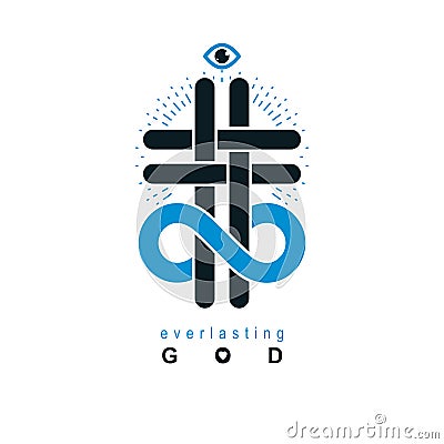 Immortal God conceptual logo design combined with infinity loop Vector Illustration