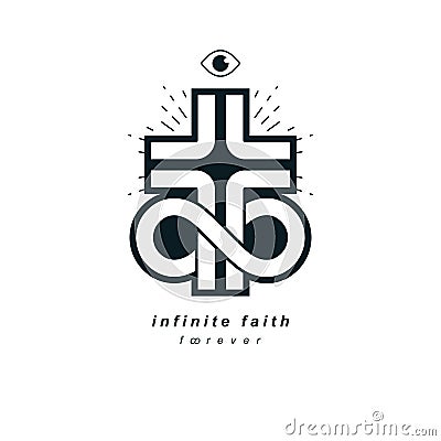 Immortal God conceptual logo design combined with infinity loop Vector Illustration