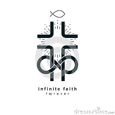 Immortal God conceptual logo design combined with infinity loop Vector Illustration