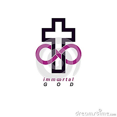 Immortal God conceptual logo design combined with infinity loop Vector Illustration