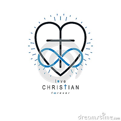 Immortal Love of God conceptual symbol combined with infinity lo Vector Illustration