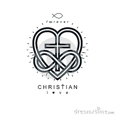 Immortal Love of God conceptual symbol combined with infinity lo Vector Illustration