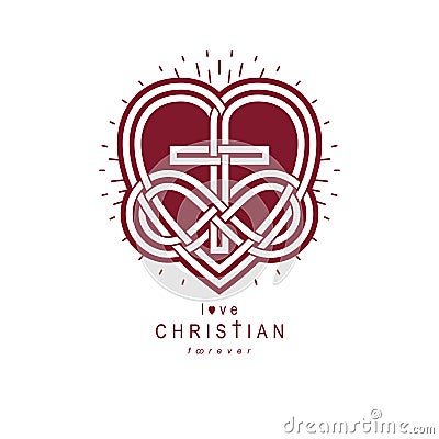 Immortal Love of God conceptual symbol combined with infinity lo Vector Illustration